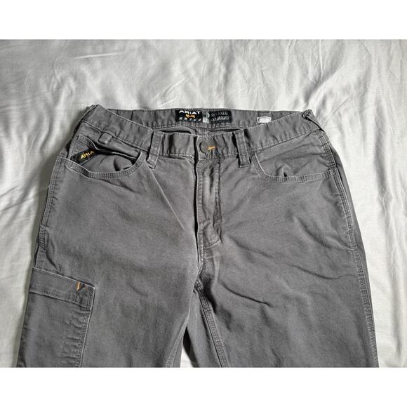 Ariat Rebar M4 Relaxed Straight Khaki Pants Mens 32x30 Gray - Picture 2 of 15
